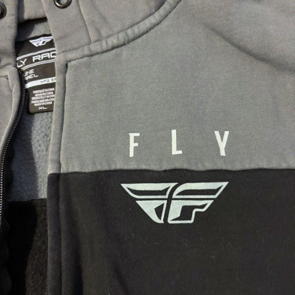 Fly racing zip up sweatshirt hoody XL gray black